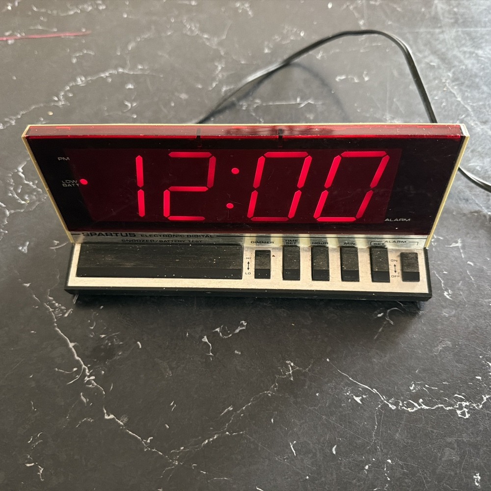 Vintage Spartus Snoozer Alarm Clock Model 1150 Electronic Digital Red LED TESTED